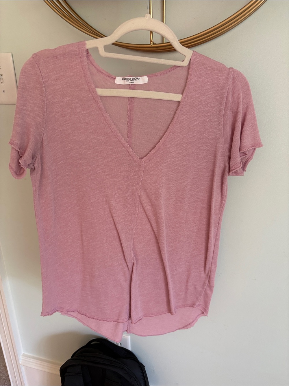 Project Social T Rose-Pink V-Neck Short Sleeve Tee